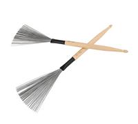 Julihai 2 Cepillos de Tambor, Baquetas de Arce de Doble Cabezal y Doble Propósito con Alambre de Acero de Goma, para Limpieza de Juegos de Batería de Práctica de Banda (Color madera)