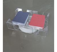 Julihai Bandeja Giratoria para Cartas de 6 Barajas, Soporte para Cartas de Juego Suave con Base Giratoria Transparente para Juegos de Canasta y Póquer (Pon 2 póquer)