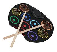 Julihai Batería Electrónica Portátil Compacta con 9 Pads de Colores, 3 Toms, 1 Caja, 1 Bombo, 3 Platillos y Bombo, con Entrada de Audio de,5 Mm, 8 Canciones de Demostración y 10 (Colores del