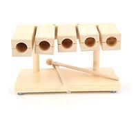 Julihai Bloque de Percusión de Madera, Badajo de Arce Rítmico de 5 Tonos con Martillo para Lecciones de Ritmo para Niños, Conjunto Instrumental Folclórico