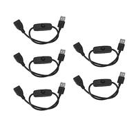 Julihai Cables de Extensión de Botón de Interruptor USB Material de Cable USB Macho a Hembra Cable de Extensión de PVC de 2 Pines para Grabadora de Conducción, Luces LED Negras 5 Piezas