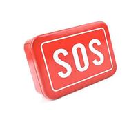 Julihai Caja Vacía Rectangular Pequeña, Caja de Almacenamiento de Hierro con Patrón SOS Rojo con Tapa para Suministros de Emergencia, Organizador de Camping, Artículos Pequeños