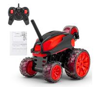 Julihai Coche Acrobático RC, Cuerpo y Ruedas Giratorios de 360° con Accionamiento Independiente Neumáticos de Goma con Control Remoto de 30-40 M para Todo Terreno para Niños a Par (Rojo)