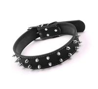 Julihai Collar de Estilo Punk con Remaches de Púas, Collar Ajustable para Mascotas con Púas, de Piel Sintética con Tachuelas para Perros Medianos a Grandes, Looks de Moda (Black)