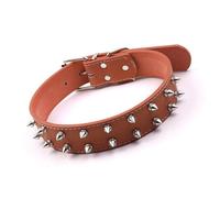 Julihai Collar de Estilo Punk con Remaches de Púas, Collar Ajustable para Mascotas con Púas, de Piel Sintética con Tachuelas para Perros Medianos a Grandes, Looks de Moda (Brown)