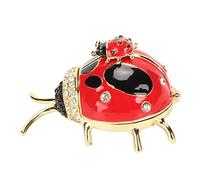 Julihai Elegante Joyero de Mariquita, Soporte para Anillos de Cristal Esmaltado, Decoración de Mesa Perfecta para el Hogar, 2,4 X 1,9 X 1,4 Pulgadas