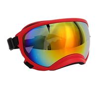 Julihai Gafas de sol para perros con protección contra el viento, los rayos UV y el polvo, con correa ajustable y cierre de hebilla seguro para razas grandes (marco rojo, lente roja)