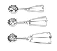 Julihai Juego de Cucharas para Galletas, Cuchara para Helado de Acero Inoxidable 304 con Gatillo, 3 Tamaños 40 Mm, 50 Mm, 60, Antideslizante para Masa de Galletas, Postre, Bolas de Melón, Tienda de