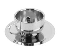 Julihai Juego de Tazas de café de Acero Inoxidable con Mano de Obra Exquisita, Aislamiento Antiescaldaduras con Platillo de Cuchara para Oficina en Casa, 5,3x2,4 Pulgadas