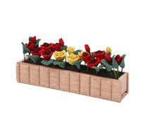 Julihai Modelo Largo de Maceta de Madera, Flores de Arcilla en Miniatura con Macetero de Madera para Decoración de Casa de Muñecas Escala 1 12 (Tipo B (12x8,1x6cm/4,7x3,2x2,4 Pulgadas))