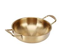 Julihai Olla Portátil para Fideos de Acero Inoxidable que Calienta Uniformemente la Olla para Cocinar a Gas, Estufa de Inducción, Fideos, Ramen, Pasta, Sopa, 6 Cm de Oro (diametro interior 24cm)
