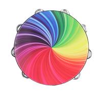 Julihai Pandereta de Mano, Tambor de Mano PET de Madera Maciza con Campana de Doble Capa de 10 Pulgadas, con Correa de Tela Oxford para Conciertos en la Iglesia, Fiestas en Vivo (COLORFUL)