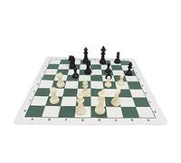 Julihai Piezas de Ajedrez de Plástico de 32 Piezas, con Tablero de Ajedrez de Cuero de Imitación de PU para Juego de Internacional