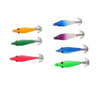 Julihai Plantilla de Calamar Luminosa de 7 Uds, Anzuelos de Doble Capa, Señuelos de Pesca Brillantes con Giratorios para Pesca Nocturna de Cefalópodos en Agua Salada