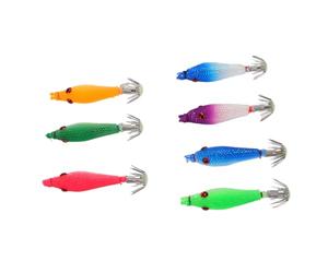 Julihai Plantilla de Calamar Luminosa de 7 Uds, Anzuelos de Doble Capa, Señuelos de Pesca Brillantes con Giratorios para Pesca Nocturna de Cefalópodos en Agua Salada