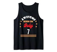 Julio 7 Cumpleaños Impresionante Nacido el 7 de Julio Vintage Camiseta sin Mangas