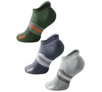 Julise Calcetines Invisibles para Running Hombre en Bambú Coolmax con Compresión,Acolchados Anti-Ampollas (FR/ES, Números, 47, 51, Regular, Regular, Carbón jaspeado + Acero jaspeado+Verde Militar)