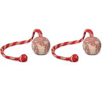 Julius-K9 Pelota IDC de Goma Natural con Cuerda, Estriado Horizontalmente, 50 mm (Paquete de 2)