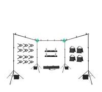 Julius Studio - Barra Transversal máxima de 30 pies, ángulo Giratorio de 250°, Soportes telescópicos de Triple Ancho, Sistema de Soporte de Fondo con 10 Abrazaderas de Resorte y 4 Bolsas de Arena de