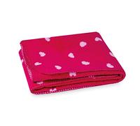 Julius Zöllner Manta de algodón Jacquard, tamaño 75 x 100 cm, Fabricada en Alemania, 100% algodón, Oeko-Tex ® Standard 100, diseño de Corazones, Color Rosa