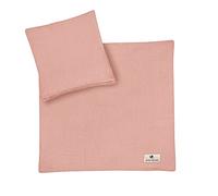 Julius Zöllner Ropa de Cama Infantil de Muselina, 80 x 80 + 35 x 40 cm, 2 Piezas, Funda nórdica y Funda de Almohada de 100% Muselina de algodón, Öko-Tex Standard 100, Rosa Oscuro