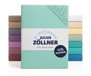 Julius Zöllner Sábana Bajera Ajustable para Cuna y Cuna, 100% algodón, Certificado Öko-Tex Standard 100, tamaño: 60 x 120 cm/70 x 140 cm, 2 Unidades, Color Menta