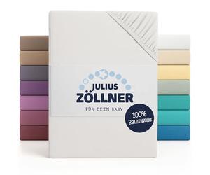 Julius Zöllner Sábana Bajera Ajustable para Cuna y Cuna, 100% algodón, Certificado Öko-Tex Standard 100, tamaño: 60 x 120 cm/70 x 140 cm, 2 Unidades, Color Blanco