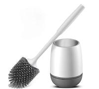 Juliyeh Juego de cepillos de Silicona Suave para Limpieza de Inodoro y Soporte de Secado rápido, Blanco, Talla única