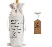 Julont Bolsas de regalo de vino, nuevo capítulo de tu vida, bolsa de vino, regalos de trabajo para compañeros de trabajo, jefes, amigos