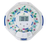 JULOS Dispensador automático de pastillas de 28 días con alarma para el cuidado crónico y de Alzheimer, organizador de medicamentos bloqueado con pantalla LCD de fácil lectura, sonido, luz y alertas