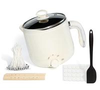 JULWHISPER Derretidor de cera para hacer velas, 1.8 L, con boquilla de vertido, kit de fabricación de velas para adultos incluido: mechas, calcomanías de mecha-Enchufe UE