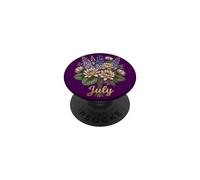 July Birth Flower Larkspur & Water Lily Cute Floral Birthday PopSockets PopGrip Adhesivo