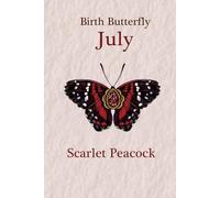 (July) Scarlet Peacock Ruby Gemstone Birth Butterfly Line Paper Writing Journal, 100 Pages, 6” x 9” Lined Paper Notebook, Hardcover