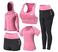 JULY'S SONG Conjunto Deportivo Mujer Conjunto Yoga 5 Piezas Conjuntos Deportivos para Mujer Yoga Fitness Deporte Chándales Deportivo Ropa de Correr Conjunto de Gimnasio Ejercicio