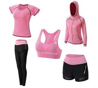 JULY'S SONG Conjunto Deportivo Mujer Conjunto Yoga 5 Piezas Conjuntos Deportivos para Mujer Yoga Fitness Deporte Chándales Deportivo Ropa de Correr Conjunto de Gimnasio Ejercicio
