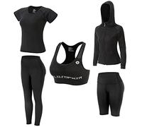 JULY'S SONG Conjunto Deportivo Mujer Conjunto Yoga 5 Piezas Conjuntos Deportivos para Mujer Yoga Fitness Deporte Chándales Deportivo Ropa de Correr Conjunto de Gimnasio Ejercicio
