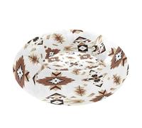 JUMBEAR Alfombra de pared con patrón de nativo americano, cama de dona calmante para perros y gatos, cama redonda de felpa para cachorros, camas cálidas y suaves para mascotas con parte inferior