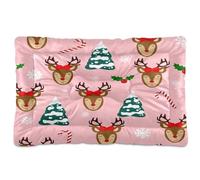 JUMBEAR Alfombrillas de cama para mascotas con diseño de reno de Navidad, parte inferior antideslizante, colchón para gatos y perros, camas suaves y cómodas para gatos y perros que duermen 24 x 18