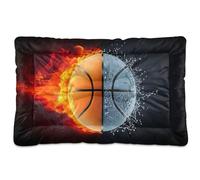 JUMBEAR Alfombrillas de cama para mascotas de baloncesto de fuego y agua, con parte inferior antideslizante, colchón para gatos y perros, cama suave y cómoda para gatos y perros que duermen de 36 x 24