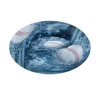 JUMBEAR Baseball in The Water - Cama calmante para perros y gatos, cama redonda de felpa para cachorros, gatitos, camas cálidas y suaves para mascotas con parte inferior antideslizante y lavable