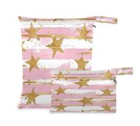 JUMBEAR Beautiful Stars - Juego de bolsas húmedas y secas, impermeables, reutilizables, para viajes, playa, bebé, pañales, bolsas húmedas y secas, organizador para traje de baño y gimnasio, 2