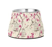 JUMBEAR Bird Is Outside The Birdcage - Cuencos de acero inoxidable para perros, comida y agua, antideslizantes, para cachorros pequeños, medianos y grandes