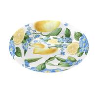 JUMBEAR Blue Forget Me Nots and Lemons - Cama calmante para perros y gatos, cama redonda de felpa para cachorros, gatitos, camas cálidas y suaves para mascotas con parte inferior antideslizante y