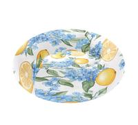 JUMBEAR Blue Forget Me Nots and Lemons - Cama calmante para perros y gatos, cama redonda de felpa para cachorros, gatitos, camas cálidas y suaves para mascotas con parte inferior antideslizante y