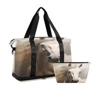 JUMBEAR Bolsa de deporte para correr con diseño de caballo blanco, bolsa de deporte con bolsillo húmedo, bolsa de viaje para hombres y mujeres, gran capacidad con correa para el hombro, para gimnasio,