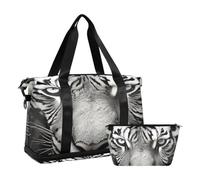 JUMBEAR Bolsa deportiva de deporte de tigre blanco y negro con bolsillo húmedo, bolsa de viaje para hombres y mujeres, gran capacidad con correa para el hombro, para gimnasio, viajes, natación, a,