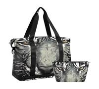 JUMBEAR Bolsa deportiva de deporte de tigre blanco y negro con bolsillo húmedo, bolsa de viaje para hombres y mujeres, gran capacidad con correa para el hombro, para gimnasio, viajes, natación, a,