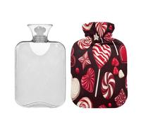JUMBEAR Bolsas de agua caliente con forma de corazón rojo con funda suave, bolsa de agua caliente para aliviar el dolor, 2 L, para manos y pies, bolsas de agua caliente para dormir cómodamente