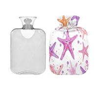 JUMBEAR Bolsas de agua caliente de estrella de mar con cubierta suave, bolsa de agua caliente para aliviar el dolor, 1 litro, para manos y pies, bolsas de agua caliente para dormir cómodamente