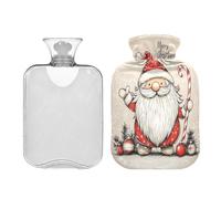 JUMBEAR Bolsas de agua caliente de gnomo de Navidad con cubierta suave, bolsa de agua caliente para aliviar el dolor, 1 litro, para manos y pies, bolsas de agua caliente para dormir cómodamente